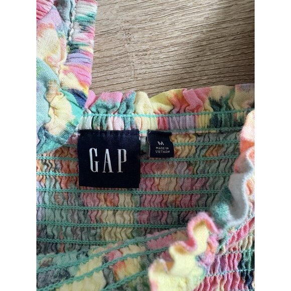 GAP Floral Pink And Yellow Puff Sleeve Sundress Size Medium - Picture 5 of 7